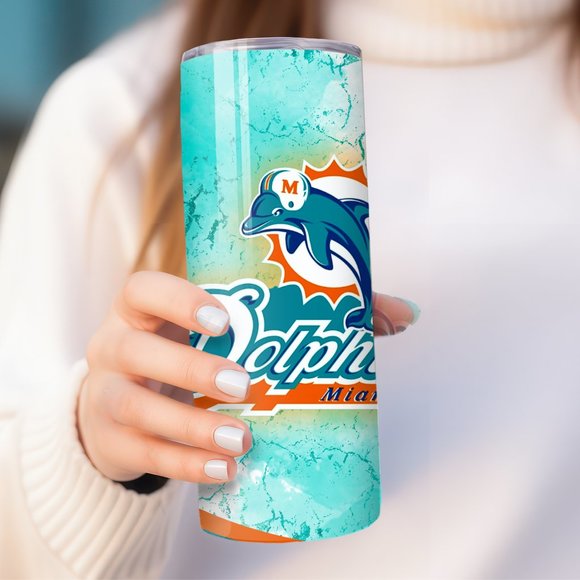 Miami Dolphins Tumbler, Dolphin Sublimation Tumbler, American Football Cup Gifts - Picture 1 of 4